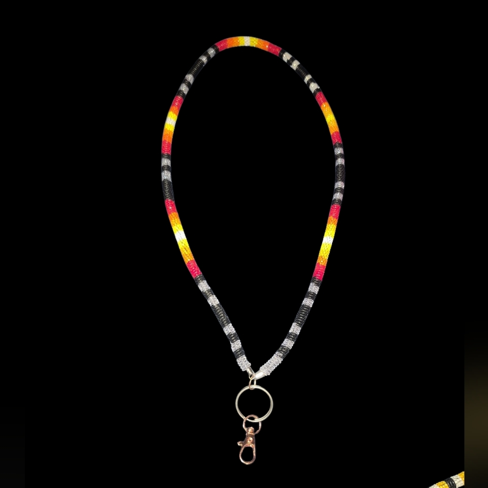 Multicolor Beaded Landyard with Keyring